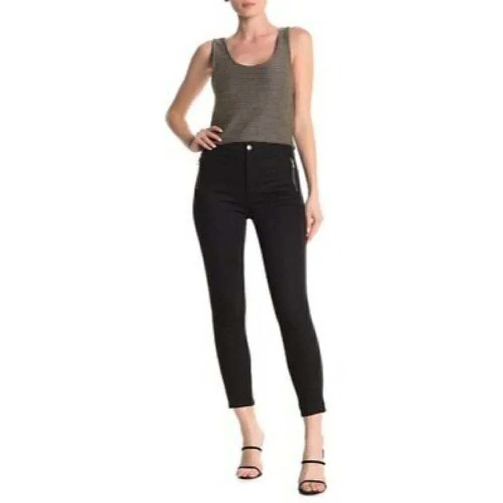 J‎ Brand Black Alana Zip Pocket Mixed Media Skinny Jeans 27